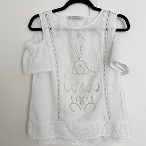 Zara White Eyelet Top